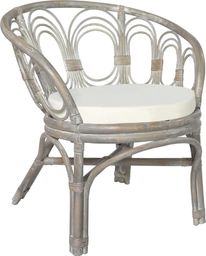  vidaXL Krzesło stołowe z poduszką, szary naturalny rattan i len