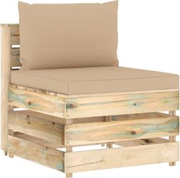  vidaXL Moduł sofy środkowej z poduszkami, impregnowane drewno, beżowy