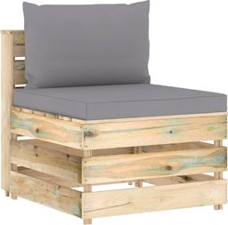  vidaXL Moduł sofy środkowej z poduszkami, impregnowane drewno, szary 