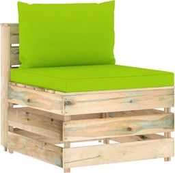  vidaXL Moduł sofy środkowej z poduszkami, impregnowane drewno, jasnozielony 