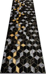  Dywany Łuszczów Dywan, Chodnik GLOSS nowoczesny 400B 86 stylowy, glamour, art deco, 3D geometryczny czarny / złoty, 70x250 cm