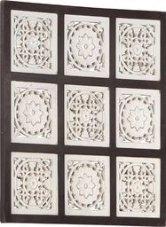  vidaXL Ręcznie rzeźbiony panel ścienny, MDF, 60x60x1,5 cm, brąz i biel