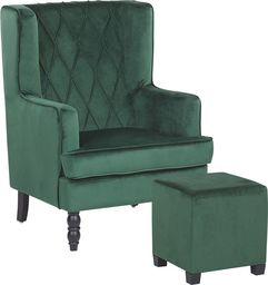 Shumee Welurowy fotel z podnóżkiem zielony SANDSET