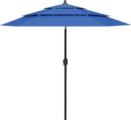  vidaXL 3-poziomowy parasol na aluminiowym słupku, lazurowy, 2,5 m