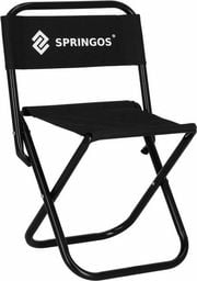 Springos Krzesło turystyczne z oparciem, wędkarskie składane krzesełko na biwak czarne UNIWERSALNY