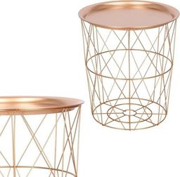 Springos Stolik kawowy loft 40cm kosz metalowy industrialny z tacą różowe złoto UNIWERSALNY