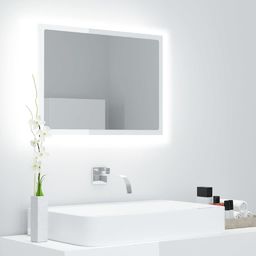 Lustro vidaXL Lustro łazienkowe z LED, białe na wysoki połysk, 60x8,5x37 cm