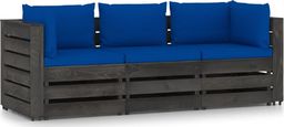  vidaXL Ogrodowa sofa 3-os z poduszkami, impregnowane drewno, niebieska