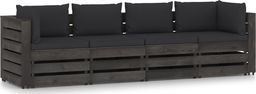  vidaXL Ogrodowa sofa 4-os. z poduszkami, impregnowane drewno, czarna