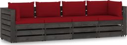  vidaXL Ogrodowa sofa 4-os. z poduszkami, impregnowane drewno, bordowa