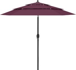  vidaXL 3-poziomowy parasol na aluminiowym słupku, bordowy, 2,5 m