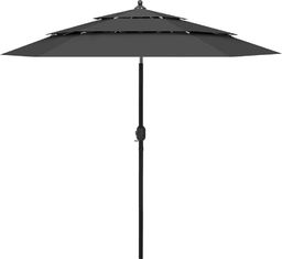  vidaXL 3-poziomowy parasol na aluminiowym słupku, antracytowy, 2,5 m