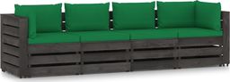  vidaXL Ogrodowa sofa 4-os. z poduszkami, impregnowane drewno, zielona