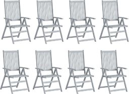  vidaXL Rozkładane krzesła ogrodowe z poduszkami, 8 szt., lita akacja