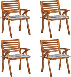  vidaXL Krzesła ogrodowe z poduszkami, 4 szt., lite drewno akacjowe