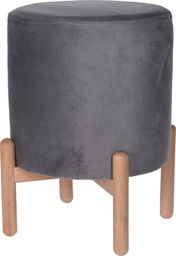 H&S Decoration Szara pufa na drewnianych nogach 38 cm