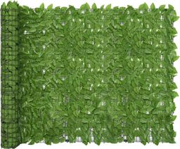  vidaXL Parawan balkonowy, zielone liście, 400x150 cm