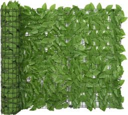  vidaXL Parawan balkonowy, zielone liście, 300x100 cm