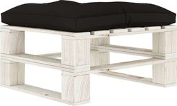  vidaXL Ogrodowy stołek z palet z czarną poduszką, drewniany