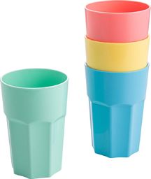  Praktyczna Komplet 4 plastikowych kolorowych kubków Praktyczna 400 ml do zimnych napojów