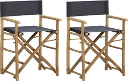  vidaXL Składane krzesła reżyserskie, 2 szt., szare, bambus i tkanina