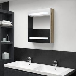  vidaXL Szafka łazienkowa z lustrem i LED, biel i dąb, 50x14x60 cm