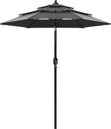  vidaXL 3-poziomowy parasol na aluminiowym słupku, antracytowy, 2 m