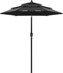  vidaXL 3-poziomowy parasol na aluminiowym słupku, czarny, 2 m