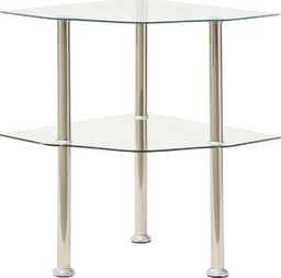  vidaXL 2-poziomowy stolik, 38x38x50 cm, przezroczyste szkło hartowane