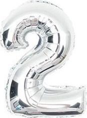 Ikonka Balon urodzinowy na hel cyfry "2" 76cm srebrny