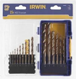 Wiertło Irwin IRWIN ZESTAW 15szt. HSS TiS 1.5mm, 2mm, 3.5mm, 4mm, 4.5mm 5mm, 5.5mm, 6mm, 6.5mm, 7mm, 8mm, 9mm, 10m IRWIW3038501