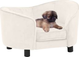  vidaXL Sofa dla psa, kremowa, 69x49x40 cm, pluszowa