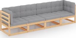  vidaXL 4-osobowa sofa ogrodowa z poduszkami, lite drewno sosnowe
