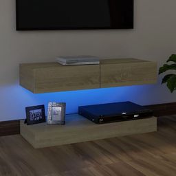 vidaXL Szafka pod TV z oświetleniem LED, dąb sonoma, 90x35 cm