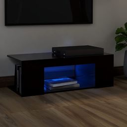  vidaXL Szafka pod TV z oświetleniem LED, czarna, 90x39x30 cm