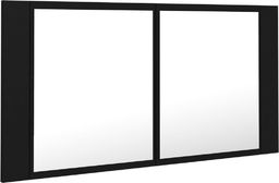  vidaXL Szafka górna z lustrem i LED 90cm czarna (804973)