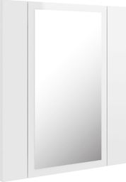  vidaXL Szafka górna z lustrem i LED 40cm biała połysk (804953)