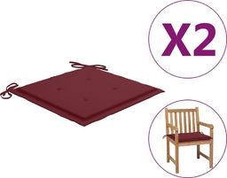  vidaXL Poduszki na krzesła ogrodowe, 2 szt, winna czerwień, 50x50x4 cm