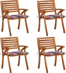  vidaXL Krzesła ogrodowe z poduszkami, 4 szt., lite drewno akacjowe