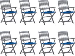  vidaXL Składane krzesła ogrodowe z poduszkami, 8 szt., drewno akacjowe
