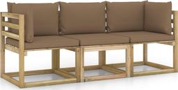  vidaXL Ogrodowa sofa 3-os. z poduszkami w kolorze taupe