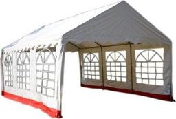  DLGTP Pawilon namiot handlowy namiot ogrodowy 4x6m - stalowy biało-czerwony