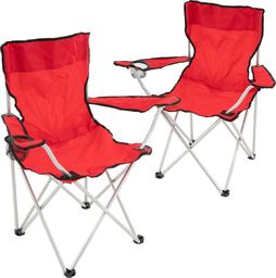  DLGTP Zestaw 2 krzeseł kempingowych do 120 kg składanych wędkarskich czerwone