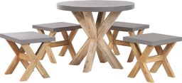  Shumee Zestaw ogrodowy okrągły stół i 4 stołki szary OLBIA