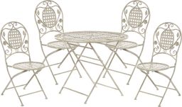  Shumee Zestaw ogrodowy stół i 4 krzesła metalowy złamana biel BIVIO