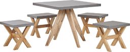  Shumee Zestaw ogrodowy kwadratowy stół i 4 stołki szary OLBIA