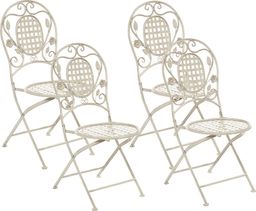  Shumee Zestaw 4 krzeseł ogrodowych metalowy złamana biel BIVIO