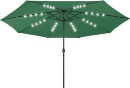  vidaXL Parasol ogrodowy z LED i metalowym słupkiem, 400 cm, zielony