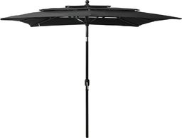  vidaXL 3-poziomowy parasol na aluminiowym słupku, czarny, 2,5x2,5 m
