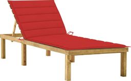  vidaXL Leżak z czerwoną poduszką, impregnowane drewno sosnowe